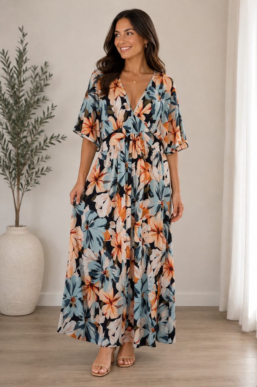 Floral V-neck Maxi